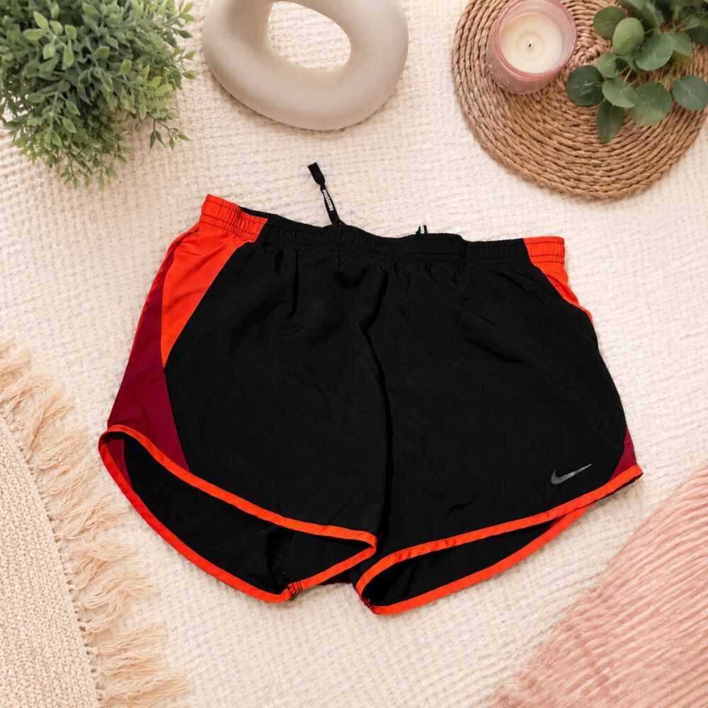 Nike Dri-FIT Tempo Running Shorts Women’s Black Orange Athletic Shorts
